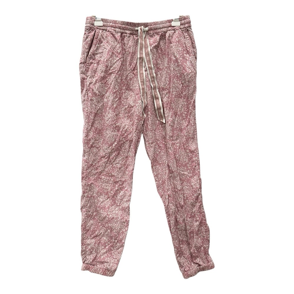 Fatface Nightwear Pajama Bottoms Small Jogger Pants Lounge Pink Flannel Floral